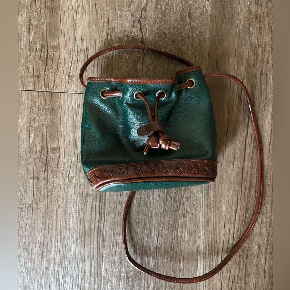 90s Liz Claiborne Green and Brown Crossbody Bag
